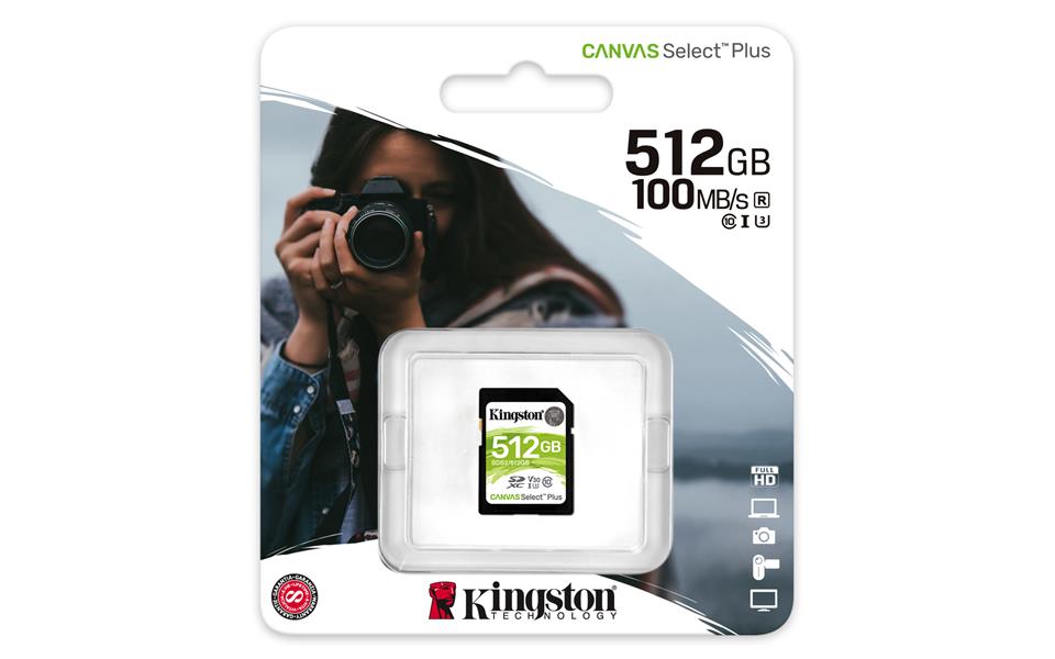 Kingston Technology Canvas Select Plus flashgeheugen 512 GB SDXC Klasse 10 UHS-I