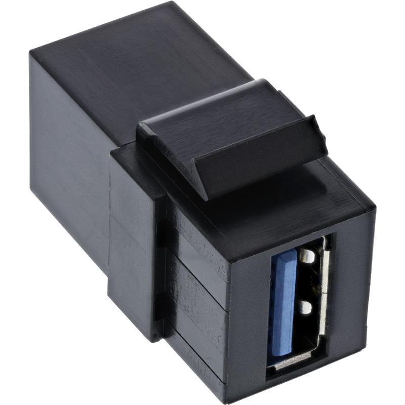 InLine USB 3 2 Snap-In module USB-A F F 90° angled black housing