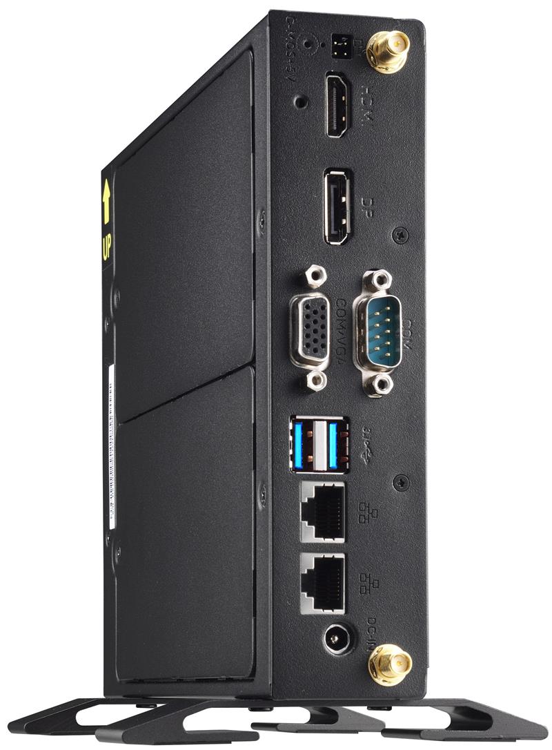 Shuttle XPC slim Barebone DS10U, Celeron 4205U, 1xHDMI,1xDP,1x VGA, 2x LAN,1xCOM, 8x USB, ventilatorloos , 24/7 permanent gebruik