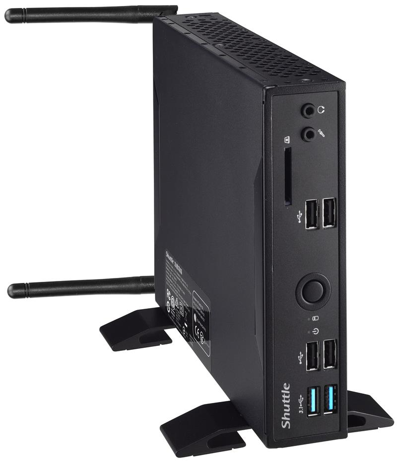 Shuttle XPC slim Barebone DS10U, Celeron 4205U, 1xHDMI,1xDP,1x VGA, 2x LAN,1xCOM, 8x USB, ventilatorloos , 24/7 permanent gebruik