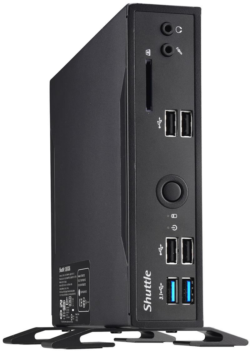 Shuttle XPC slim Barebone DS10U, Celeron 4205U, 1xHDMI,1xDP,1x VGA, 2x LAN,1xCOM, 8x USB, ventilatorloos , 24/7 permanent gebruik