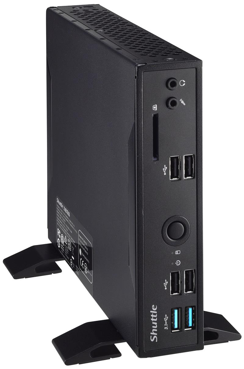 Shuttle XPC slim Barebone DS10U, Celeron 4205U, 1xHDMI,1xDP,1x VGA, 2x LAN,1xCOM, 8x USB, ventilatorloos , 24/7 permanent gebruik