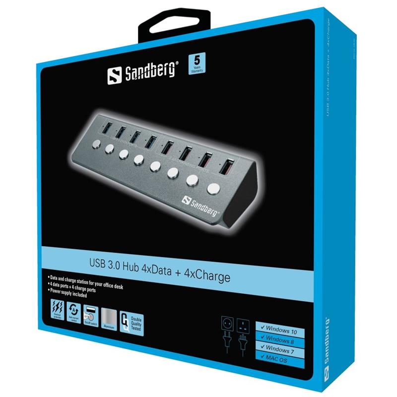 Sandberg USB 3.0 Hub 4xData + 4xCharge