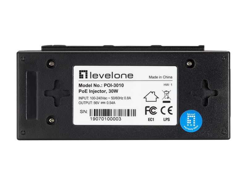 LevelOne POI-3010 PoE adapter & injector Fast Ethernet, Gigabit Ethernet 52 V