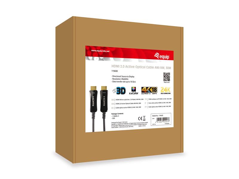 Equip 119430 HDMI kabel 30 m HDMI Type A (Standaard) Zwart