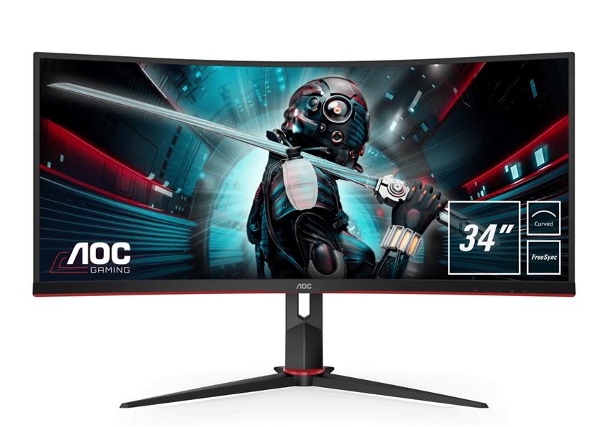 AOC Gaming CU34G2/BK LED display 86,4 cm (34"") 3440 x 1440 Pixels WQHD Zwart, Rood