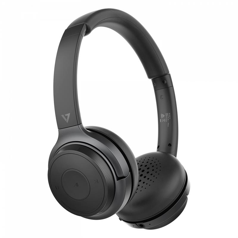 V7 HB600S hoofdtelefoon/headset Draadloos Hoofdband Oproepen/muziek USB Type-C Bluetooth Oplaadhouder Zwart