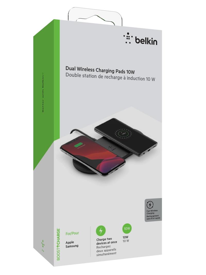 Belkin BOOST?CHARGE Qi Dual Draadloze oplader - 2 x 10W - Zwart