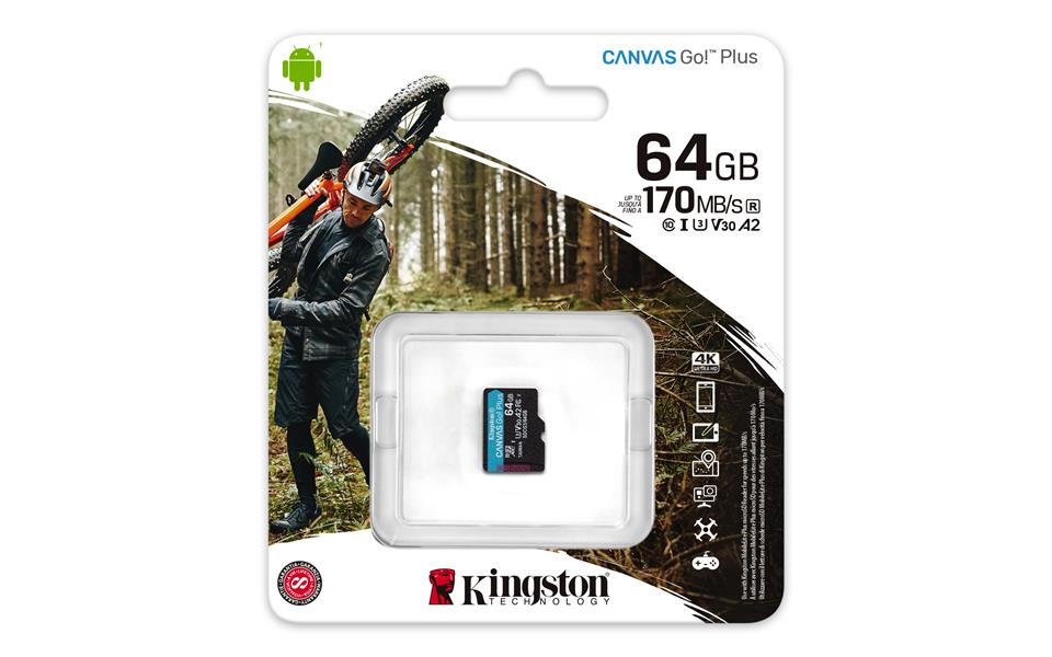 Kingston Technology Canvas Go! Plus flashgeheugen 64 GB MicroSD Klasse 10 UHS-I