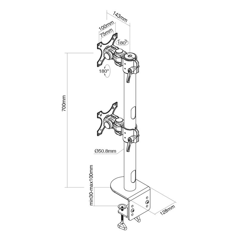 Neomounts monitorarm voor curved schermen