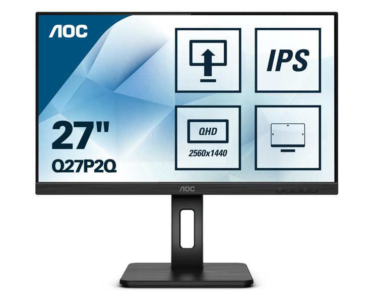 AOC Q27P2Q LED display 68,6 cm (27"") 2560 x 1440 Pixels Quad HD Zwart