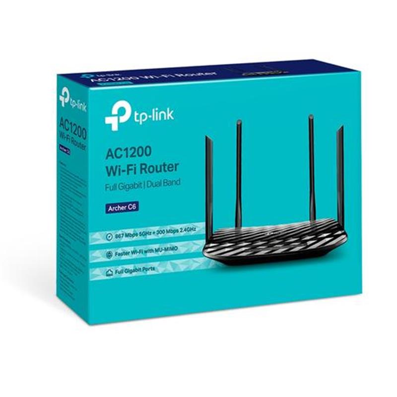 TP-Link Archer C6 draadloze router Fast Ethernet Dual-band (2.4 GHz / 5 GHz) 4G Wit