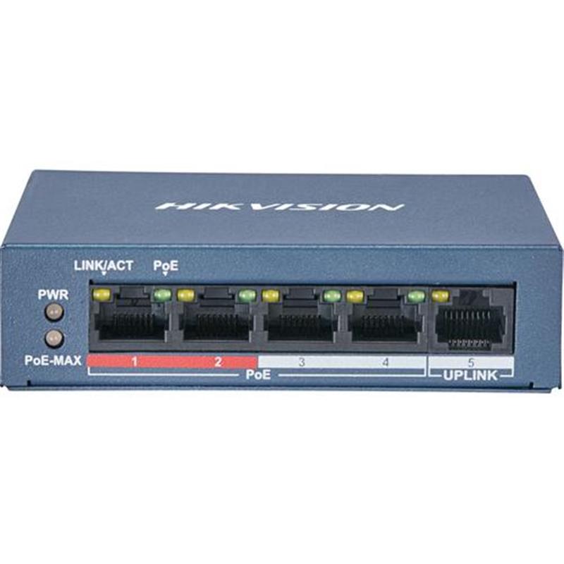 Hikvision Digital Technology DS-3E0105P-E M B netwerk-switch L2 Fast Ethernet 10 100 Power over Ethernet PoE Grijs