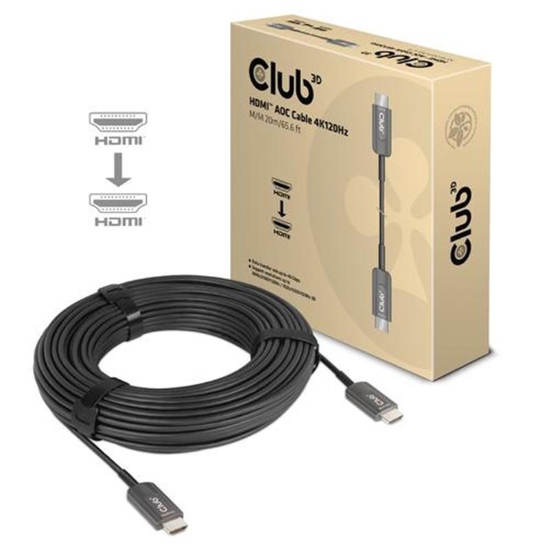 CLUB3D Ultra High Speed HDMI™ Certified AOC Cable 4K120Hz/8K60Hz Unidirectional M/M 20m/65.6ft