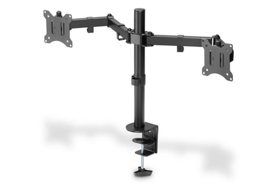 Universal Dual Monitor Clamp Mount - 15-32 inch - 2x8kg Max - Black