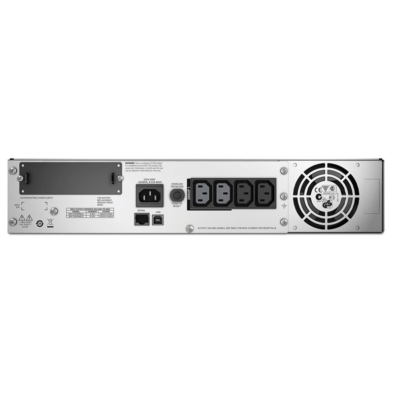 APC Smart-UPS SMT1500RMI2U Noodstroomvoeding - 4x C13, USB, Rack Mountable, 2U, 1500VA