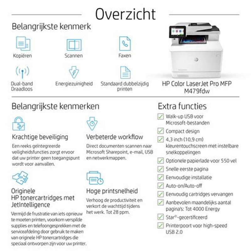 HP Color LaserJet Pro M479fdw Laser 28 ppm 600 x 600 DPI A4 Wi-Fi