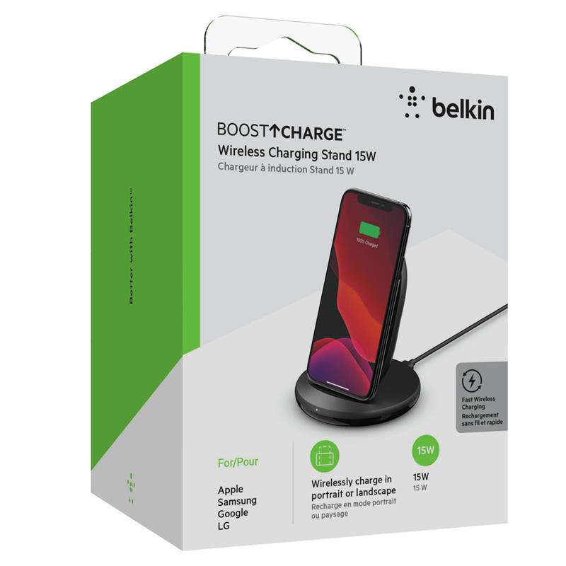 Belkin BOOST?CHARGE Qi Draadloze oplader stand - 15W - Zwart