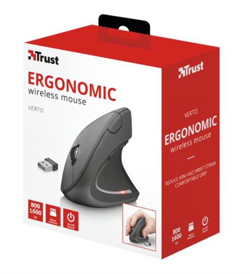 Trust Verto | Ergonomische Muis | DRAADLOZE | Verticaal | Grijs