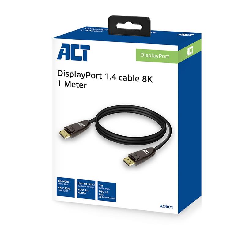 ACT AC4071 DisplayPort kabel 1 m Zwart
