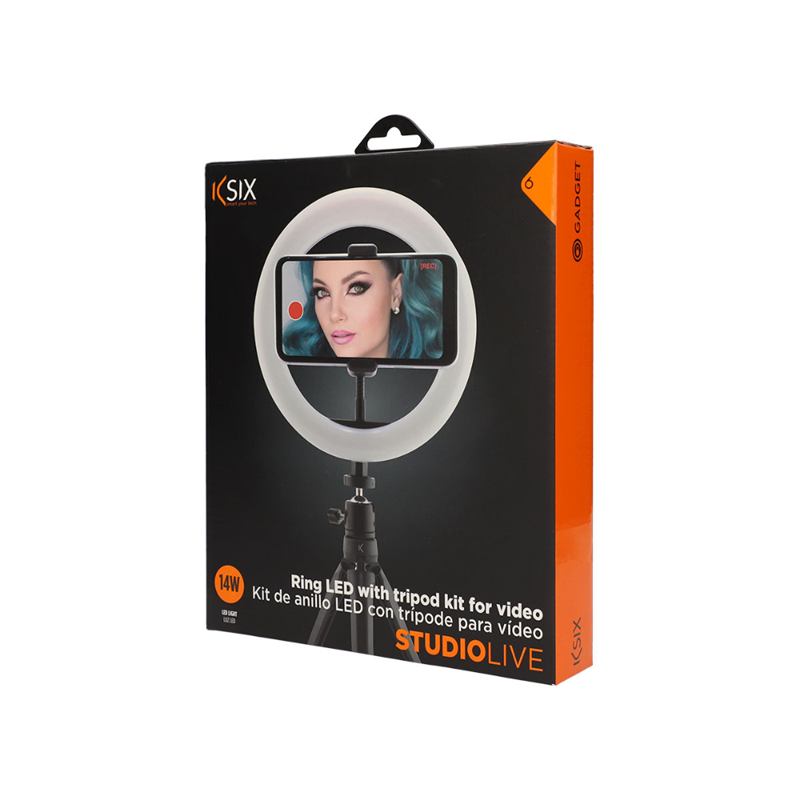 KSIX Live studio LED ring met tripod 14W zwart