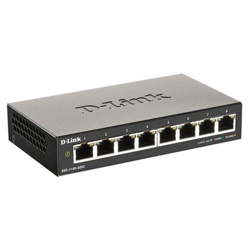 D-Link DGS-1100-08V2 netwerk-switch Managed L2 Gigabit Ethernet (10/100/1000) Zwart