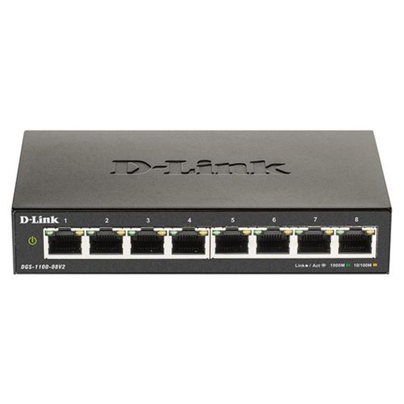 D-Link DGS-1100-08V2 netwerk-switch Managed Gigabit Ethernet (10/100/1000) Zwart