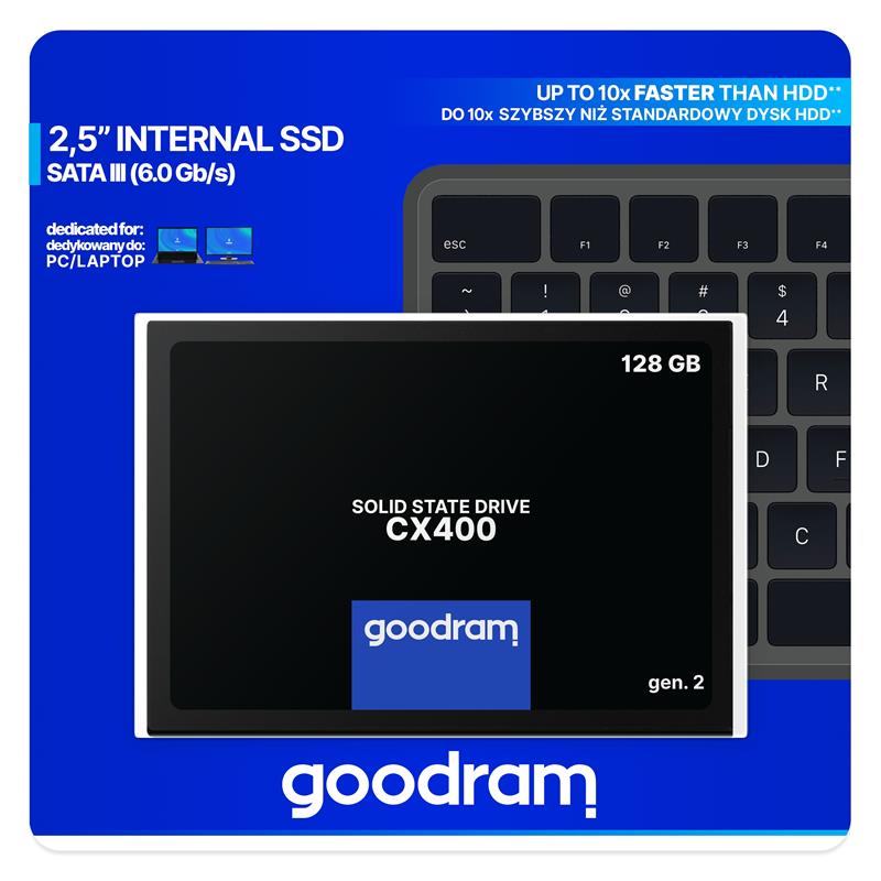 GOODRAM CX400 gen 2 SSD 2 5 128 GB SATA III 3D TLC Retail 550 460 MB s