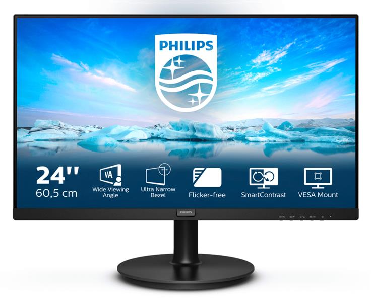 Philips V Line 241V8LA/00 LED display 60,5 cm (23.8"") 1920 x 1080 Pixels Full HD Zwart