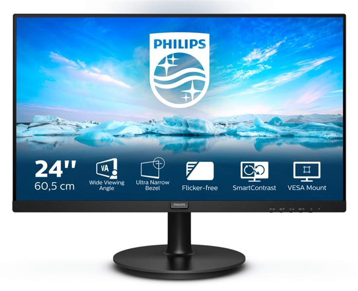 Philips V Line 241V8L/00 LED display 60,5 cm (23.8"") 1920 x 1080 Pixels Full HD Zwart