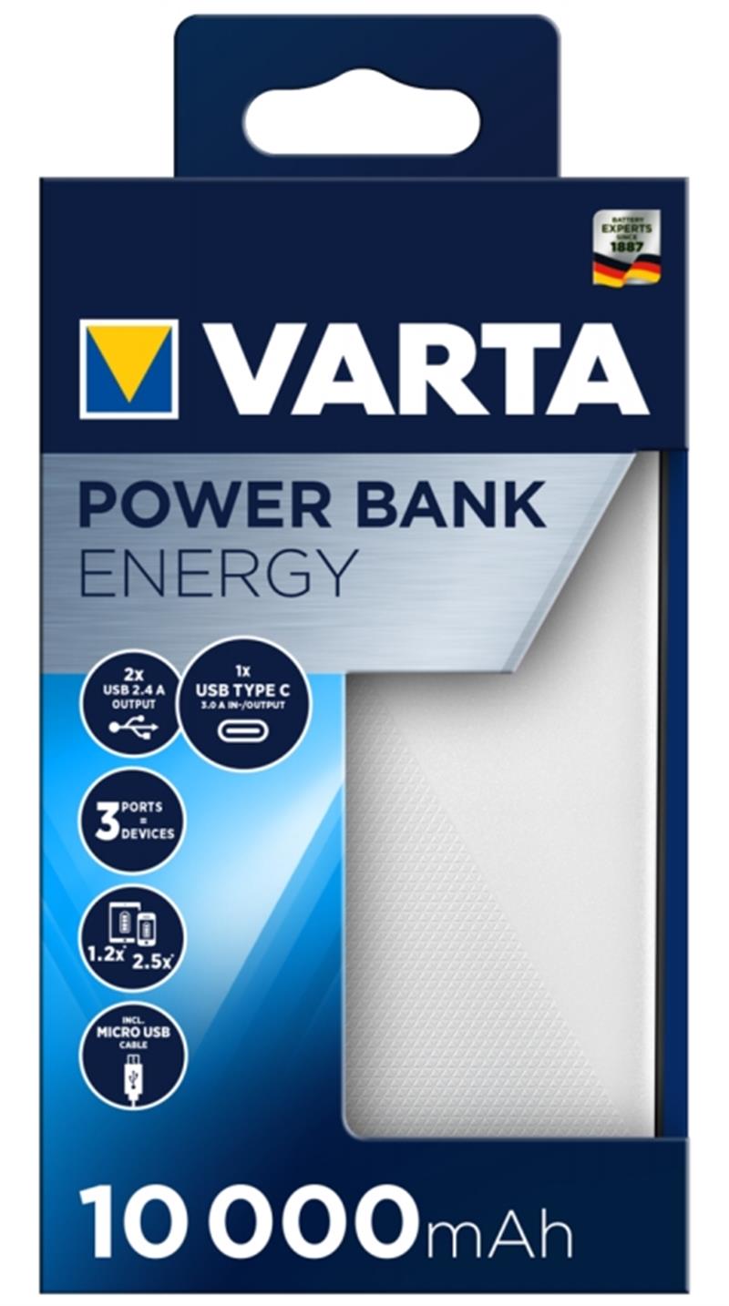 Varta Portable Power Bank Energy 10 000 mAh 15W White