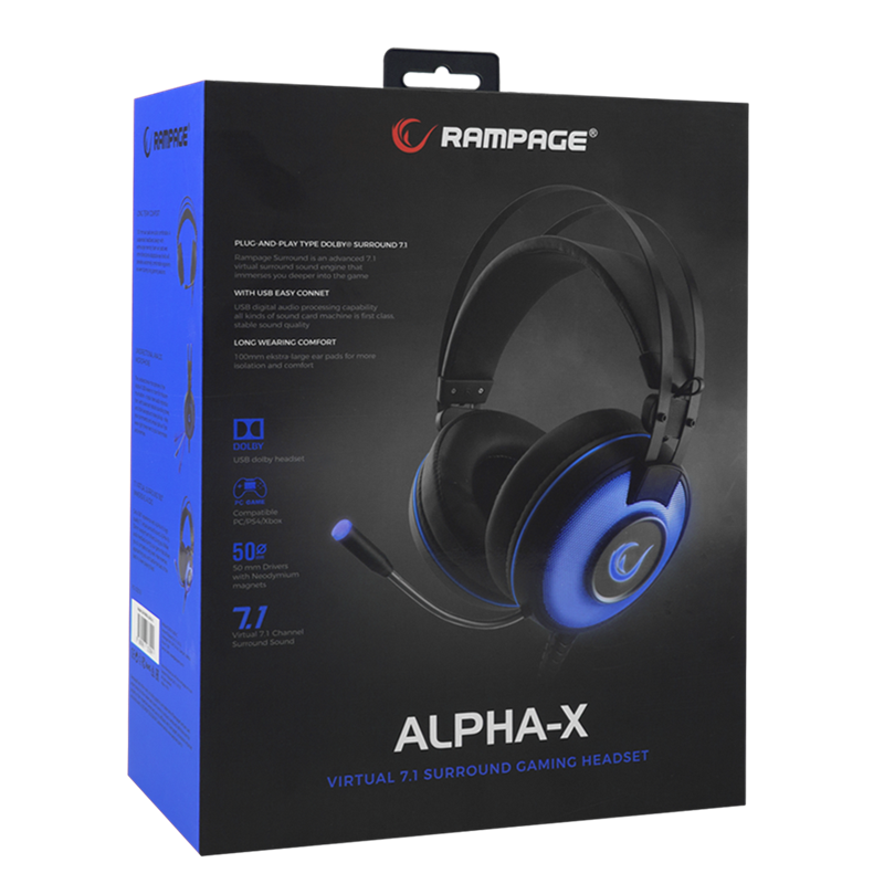 Rampage Gaming Headset ALPHA-X -Dolby 7.1 Surround Sound - PC-PS4 - SN-RW66-Groen