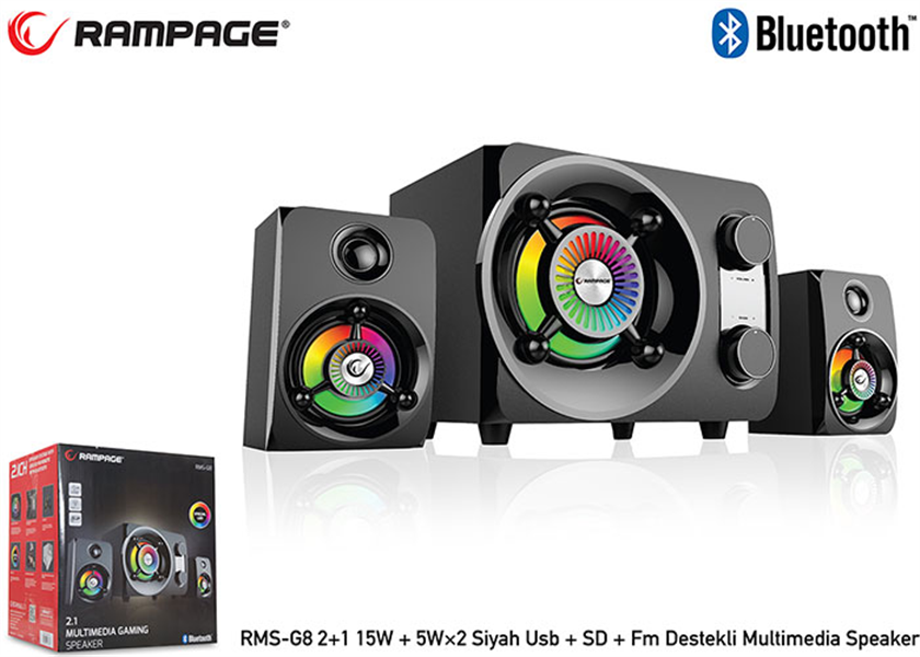 Rampage RMS-G8 bluetooth 2.1 speakerset - LED regenboog verlichting