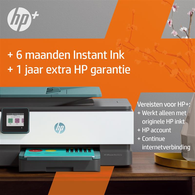 HP OfficeJet Pro 8025e All-in-One-printer, Kleur, Printer voor Home, Printen, kopiëren, scannen, faxen, Automatische invoer voor 35 vel; Scannen naar 