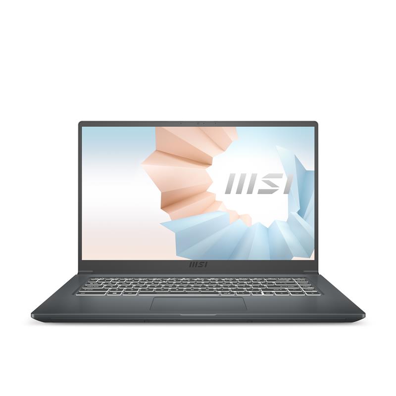 MSI Modern 15 A11M-814NL Laptop 39,6 cm (15.6"") Full HD Intel® Core™ i7 i7-1195G7 16 GB DDR4-SDRAM 512 GB SSD Wi-Fi 6 (802.11ax) Windows 10 Pro Grijs