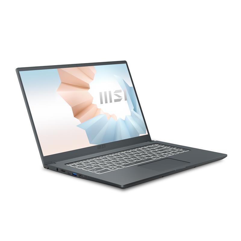 MSI Modern 15 A11M-814NL Laptop 39,6 cm (15.6"") Full HD Intel® Core™ i7 i7-1195G7 16 GB DDR4-SDRAM 512 GB SSD Wi-Fi 6 (802.11ax) Windows 10 Pro Grijs