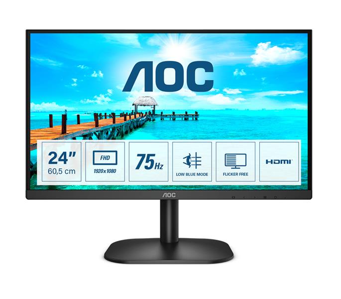 AOC Basic-line 24B2XHM2 computer monitor 60,5 cm (23.8"") 1920 x 1080 Pixels Full HD LCD Zwart