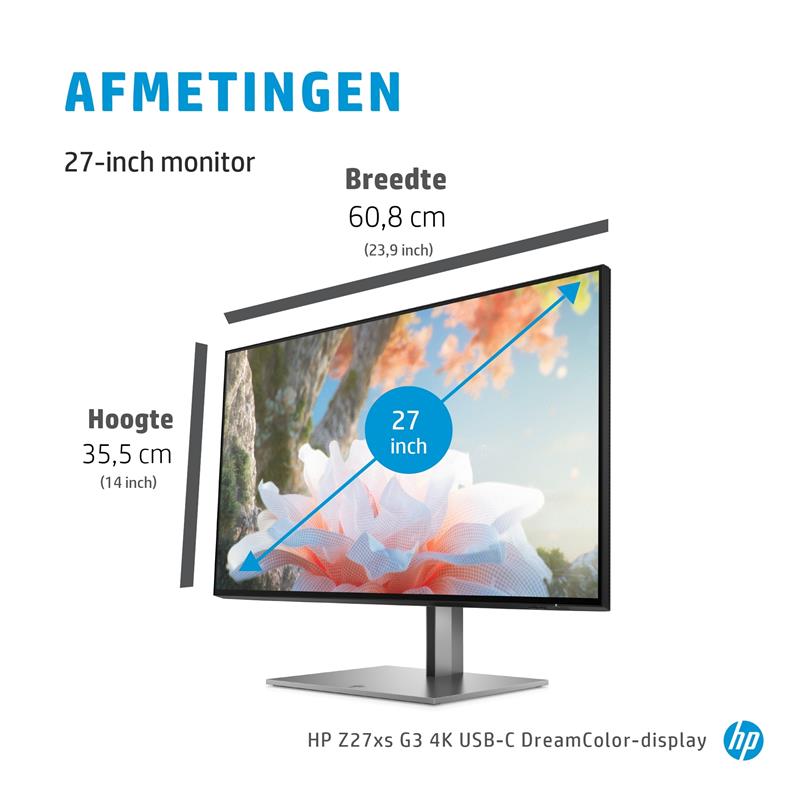 HP Z27xs G3 computer monitor 68,6 cm (27"") 3840 x 2160 Pixels 4K Ultra HD Zwart