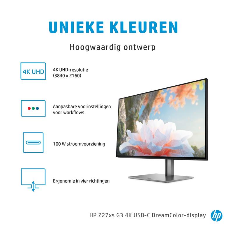 HP Z27xs G3 computer monitor 68,6 cm (27"") 3840 x 2160 Pixels 4K Ultra HD Zwart