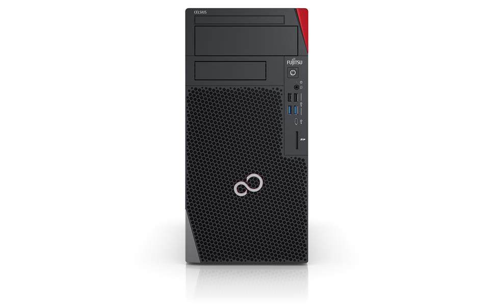 Fujitsu CELSIUS W5010 i7-10700 Desktop Intel® 10de generatie Core™ i7 16 GB DDR4-SDRAM 512 GB SSD Windows 10 Pro Workstation Zwart, Rood