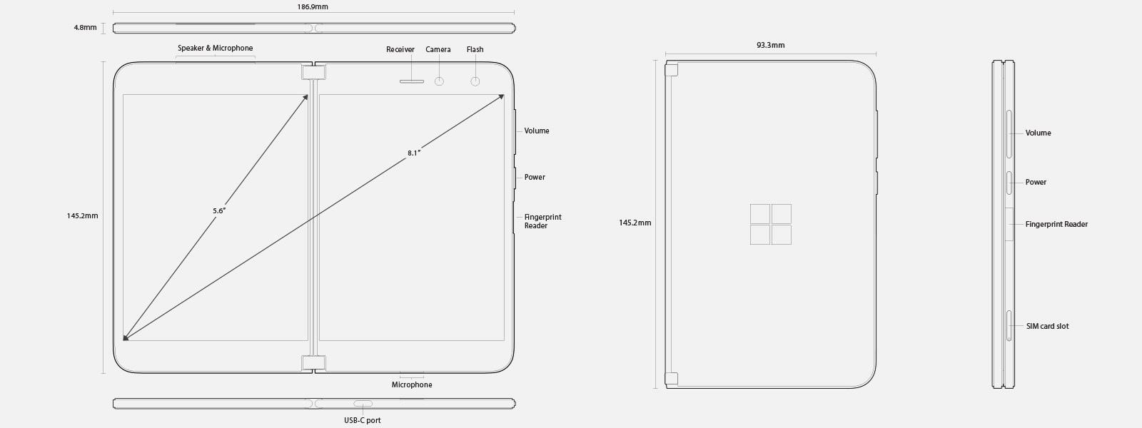 Microsoft Surface Duo 14,2 cm (5.6"") Dual SIM Android 10.0 4G USB Type-C 6 GB 256 GB 3577 mAh Wit