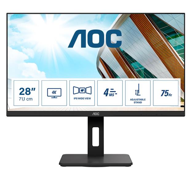 AOC P2 U28P2A computer monitor 71,1 cm (28"") 3840 x 2160 Pixels 4K Ultra HD LED Zwart