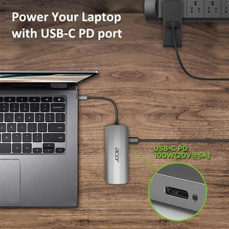 Acer HP.DSCAB.008 notebook dock & poortreplicator Bedraad USB 3.2 Gen 2 (3.1 Gen 2) Type-C Zilver