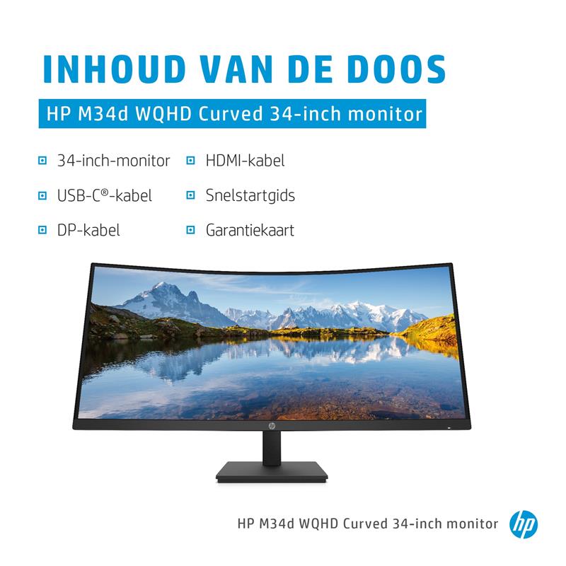 HP M34d computer monitor 86,4 cm (34"") 3440 x 1440 Pixels UltraWide Quad HD Zwart