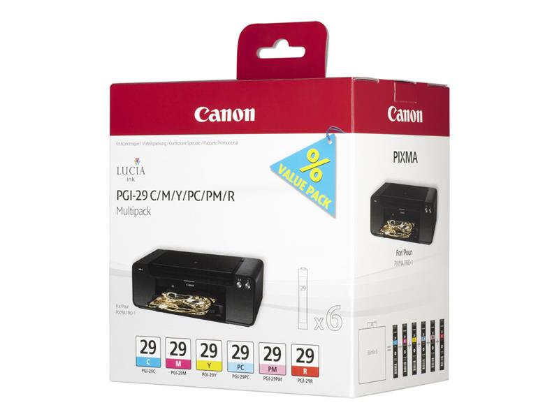 Canon PGI-29 C/M/Y/PC/PM/R Origineel Cyaan, Magenta, Foto cyaan, Foto magenta, Rood, Geel Multipack 6 stuk(s)