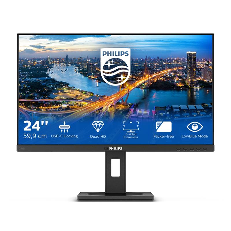 Philips B Line 246B1/00 LED display 60,5 cm (23.8"") 2560 x 1440 Pixels Quad HD Zwart