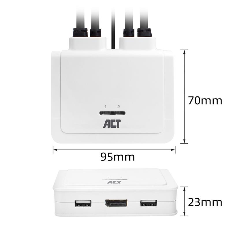 ACT AC7900 DisplayPort 4K KVM switch met vaste kabels