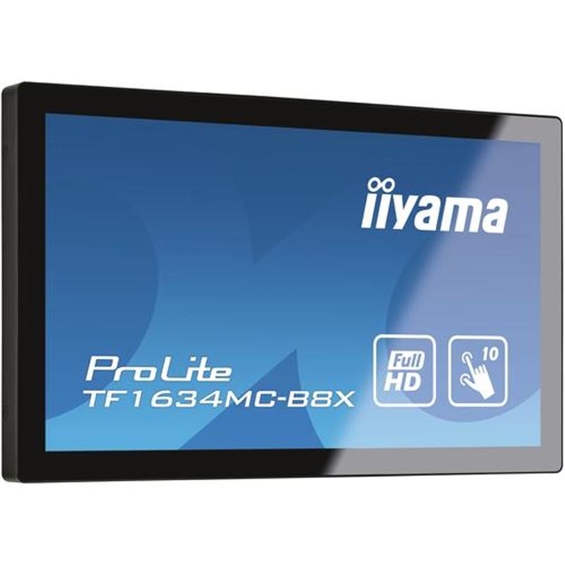 iiyama ProLite TF1634MC-B8X computer monitor 39,6 cm (15.6"") 1920 x 1080 Pixels Full HD LED Touchscreen Multi-gebruiker Zwart