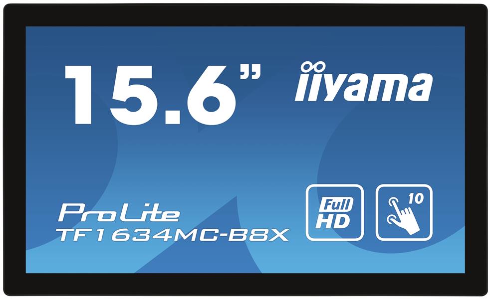 iiyama ProLite TF1634MC-B8X computer monitor 39,6 cm (15.6"") 1920 x 1080 Pixels Full HD LED Touchscreen Multi-gebruiker Zwart