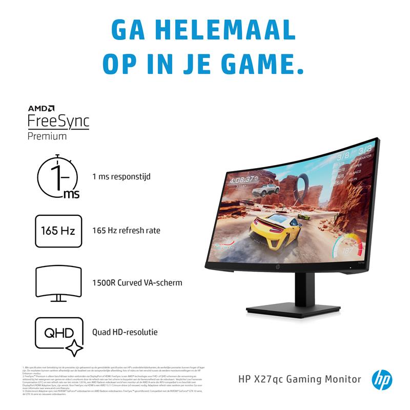 HP X27qc QHD Gaming VA 27In 16:9 2560x14